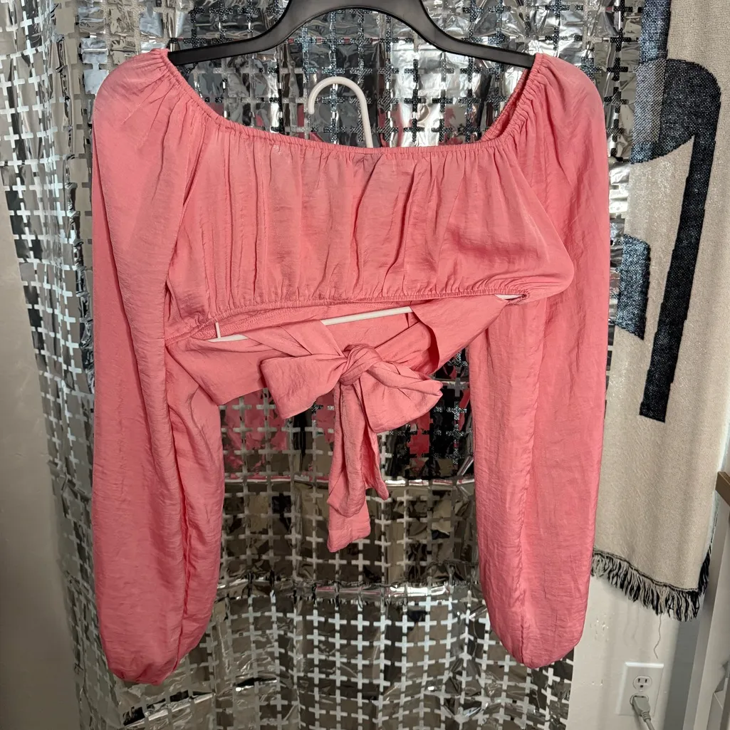 Windsor  Coral Off-Shoulder Blouse with Tie-Front - Image 5