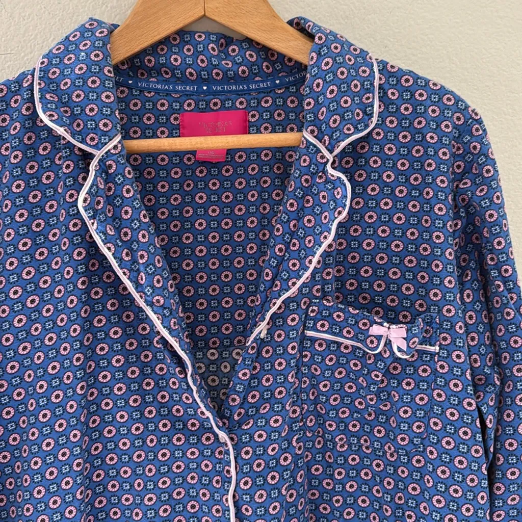Victoria's Secret Blue and Pink Patterned Retro Nightgown Size Large - Image 2
