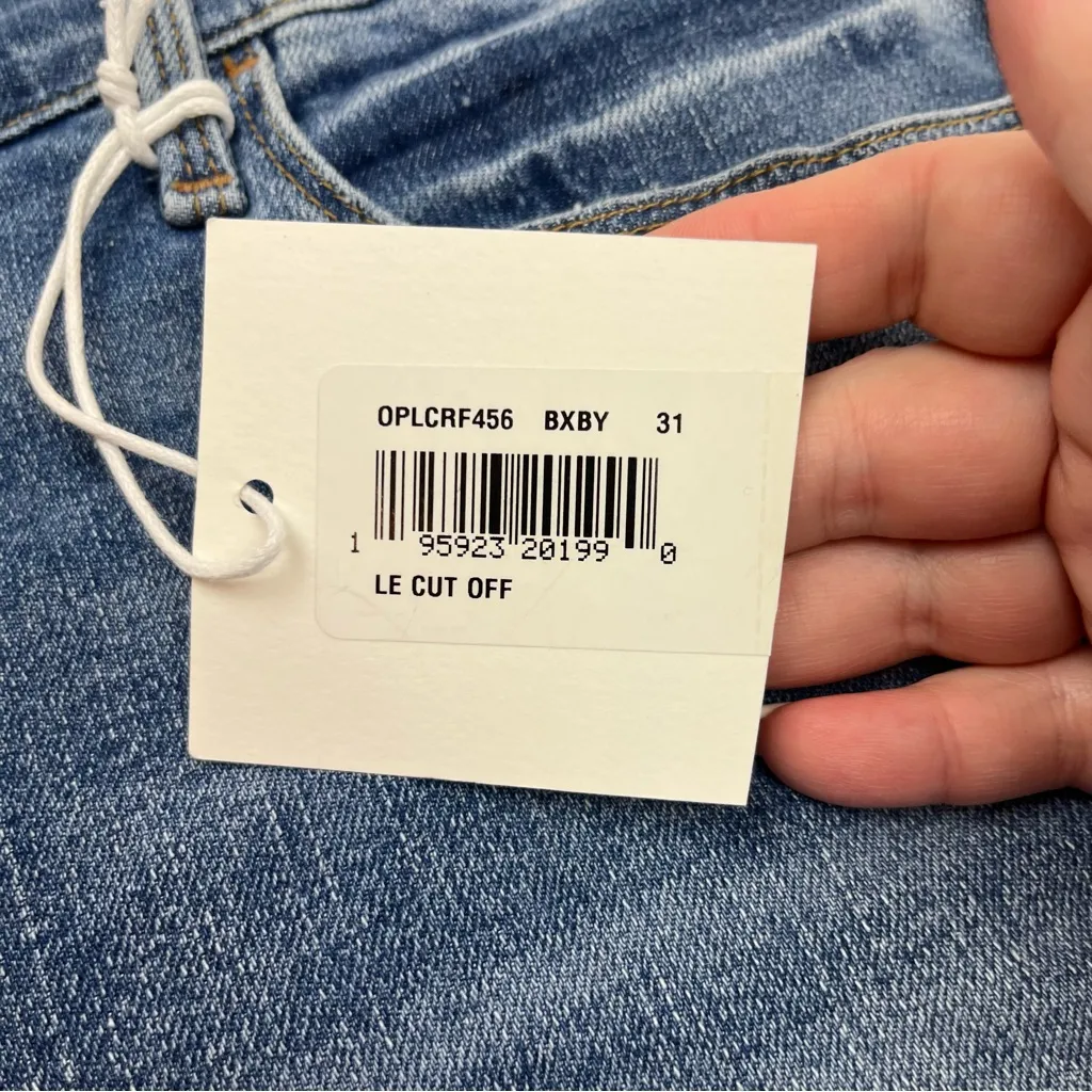 Frame Le Cutoff Raw Hem Womens‎ Size 31 Bixby Wash Blue Denim Jean Short NEW - Image 4