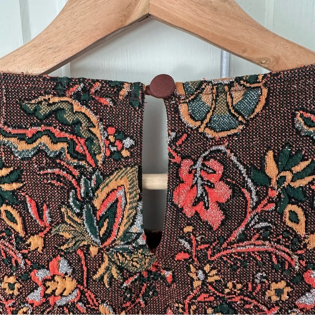 Anthropologie EVA FRANCO Jacquard Sleeveless Top Tulle Ruffle Hem Size S - Image 5