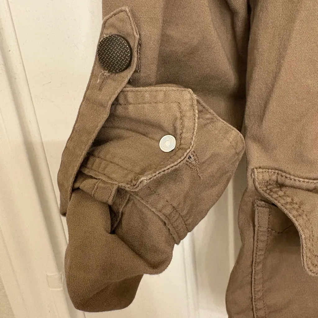 Baccini Khaki Utility Field Jacket Classic Preppy Equestrian Style PM - Image 6