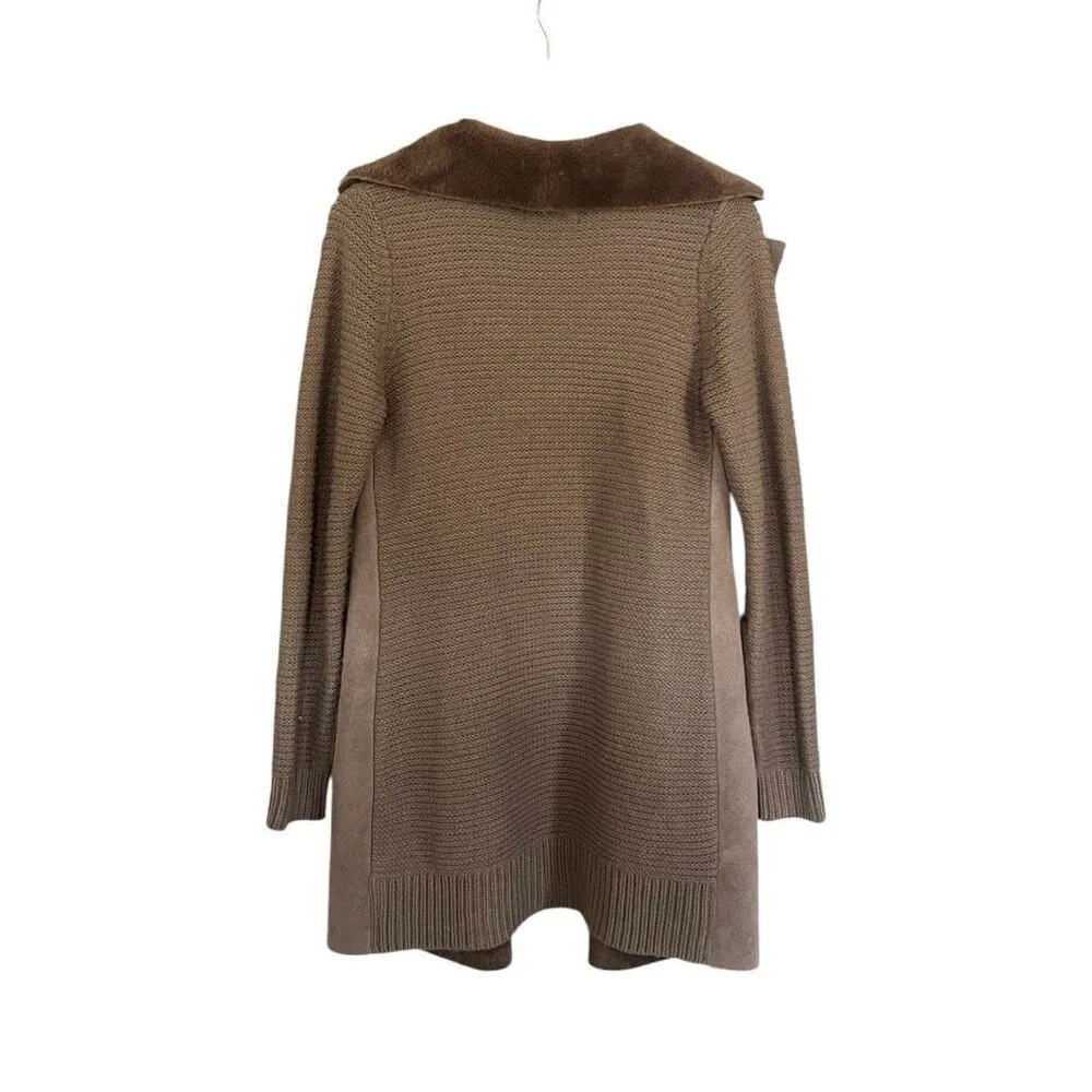 Anthropologie Piper Sweater Coat Suede Knit Brown Small - Image 2