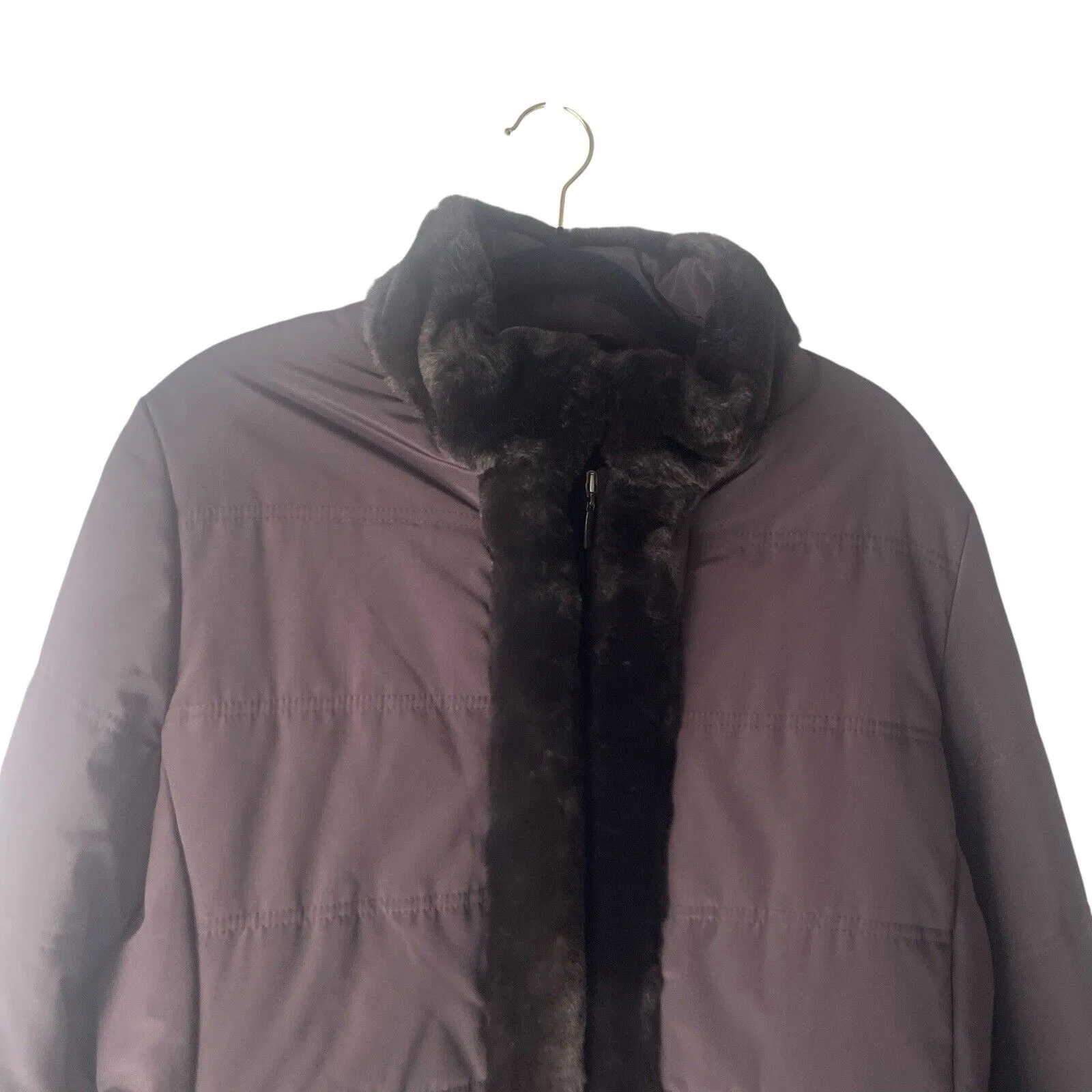 Jones New York Size‎ XL Chocolate Brown Faux Fur Lined Winter Coat - Image 2