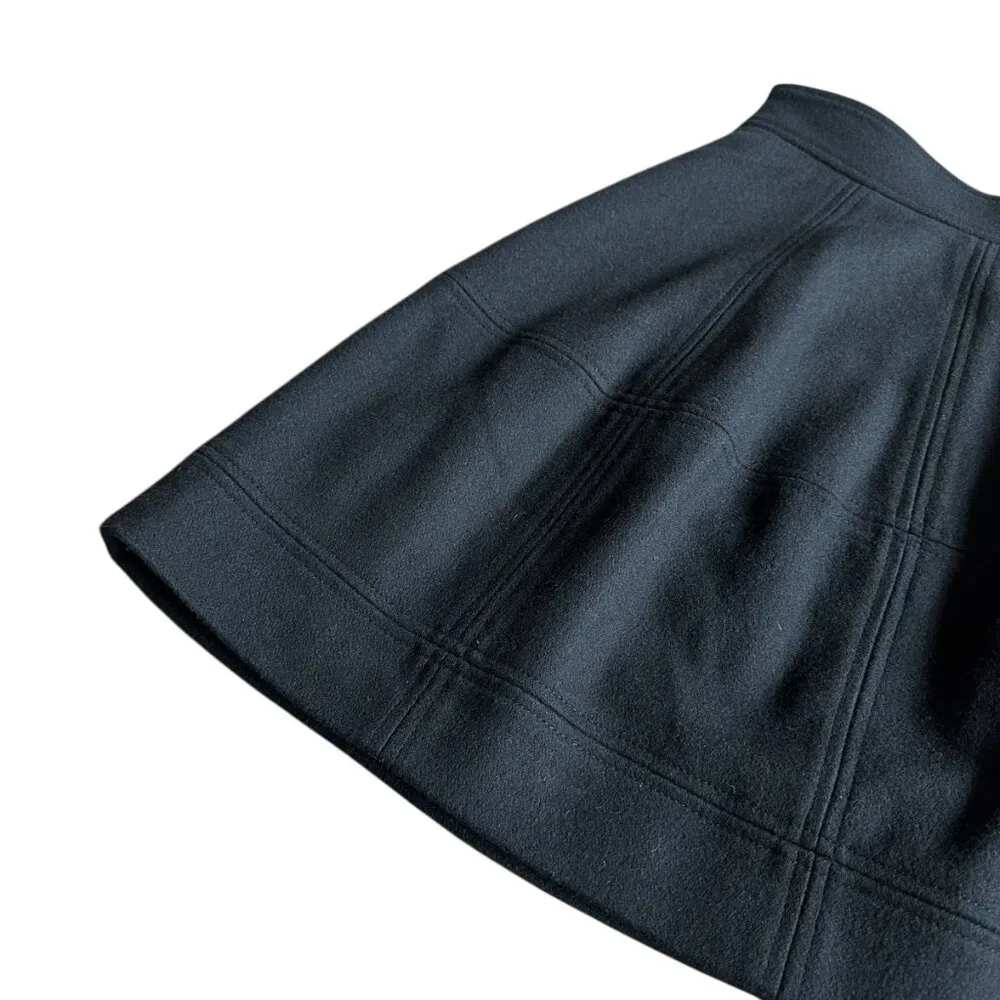 Theory Black A-Line Wool Blend Skirt Mini Length Stitching Size 0 Women's - Image 9