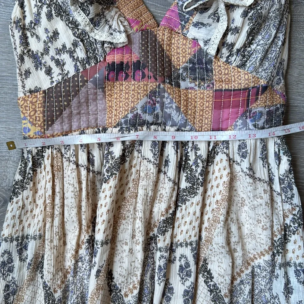 NEW Anthropologie Let Me Be Quilted Ruffle Patchwork Maxi Dress Small - Image 15