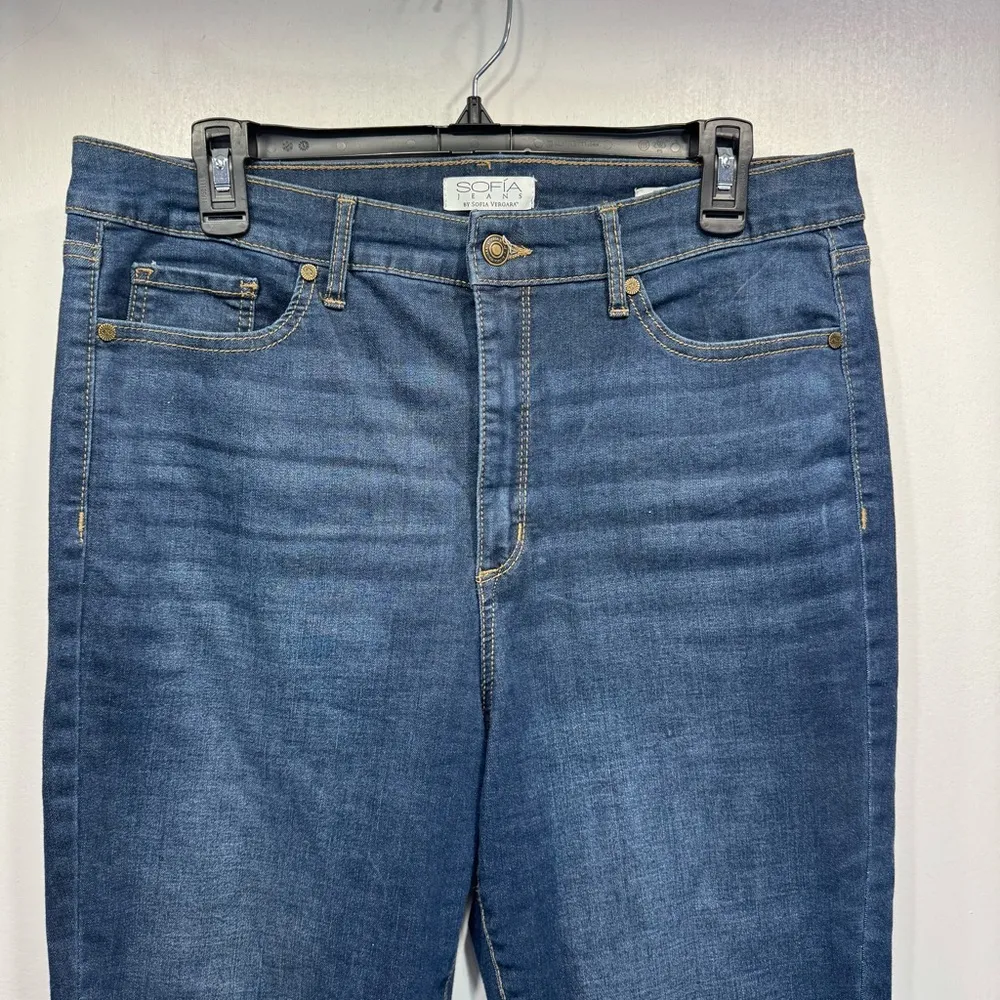 Sofia Vergara Rosa Curvy Ankle Dark Wash Denim Ripped Hem High Waisted Jeans - Image 3