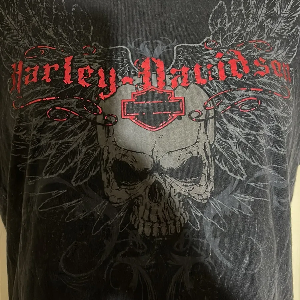 Harley Davidson Motorcycles Orlando Florida Skull Cap Sleeve Tee Shirt Jrs Large - Image 4