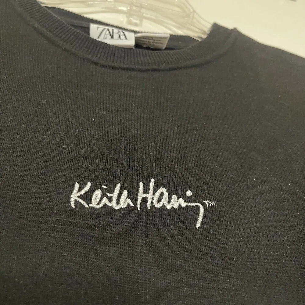 ZARA Keith Haring collection black crew neck pullover sweatshirt sweater small - Image 3