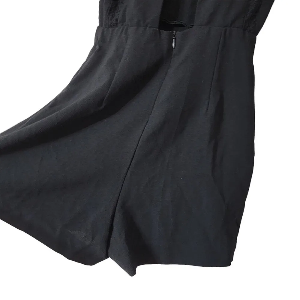 Zara Womens Crepe Romper‎ Playsuit Crochet Trim Size S Open Back Chic Party - Image 4