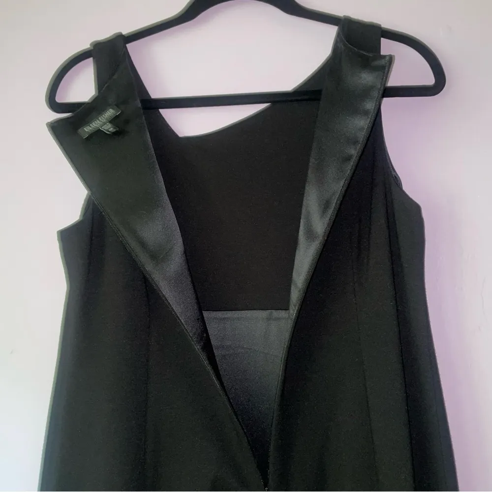 Eileen Fisher Size 8P Black Sheath Dress Knee Length Minimalist Office Capsule - Image 9