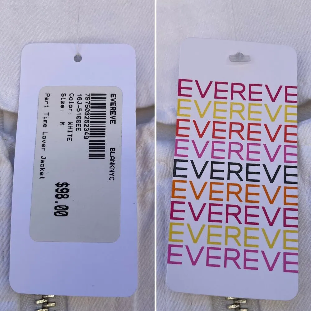 Blank NYC White Denim Part Time Lover Jacket M Full Zip - Image 6