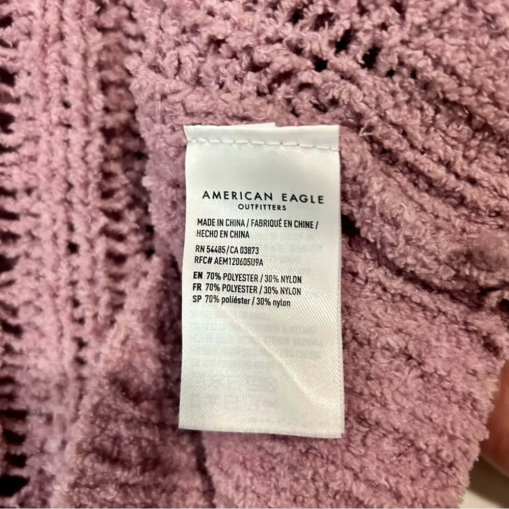 American Eagle Women’s Long Sleeve Loose Knit Pullover Sweater Dusty Pink Medium - Image 4