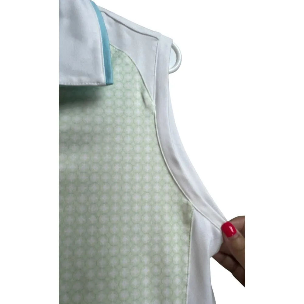 Callaway Women's Sleeveless Pullover Polo Medium White Green - Image 6