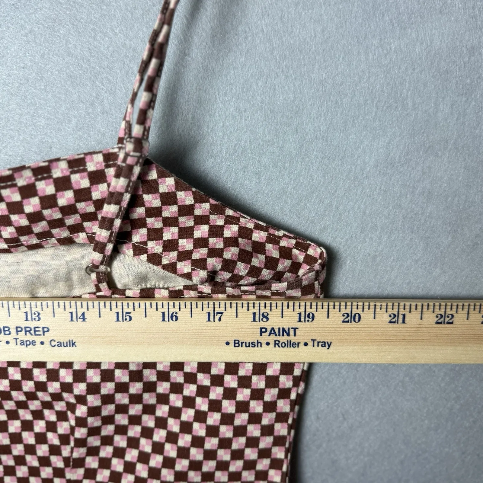 Levi's Womens Mini Dress Square Neck Cotton Pink Checkered Casual Size L - Image 13