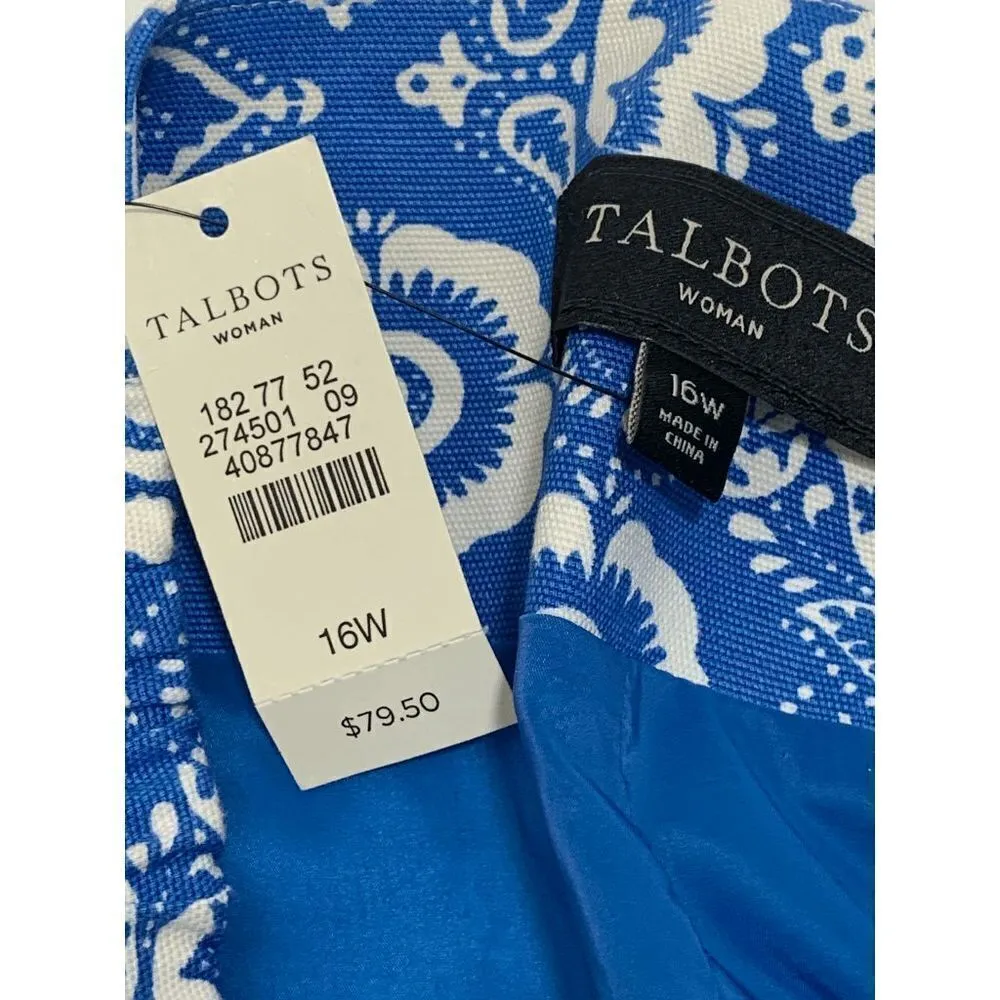 Talbots Women's Diamond Bandana Floral Print Lined Skirt Blue Size 16W NWT - Image 5