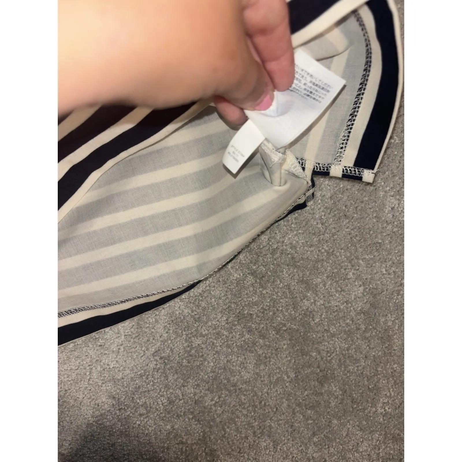 J. Crew - One shoulder striped tank top with‎ ruffle, 100% cotton M NWT Navy - Image 7