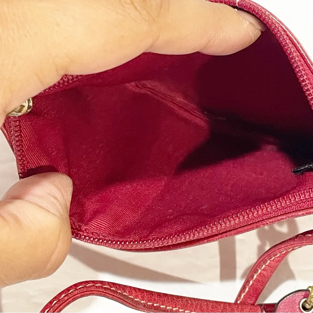 Coach Red Leather Small Wristlet Full Zip Wallet Card Holder - Image 3