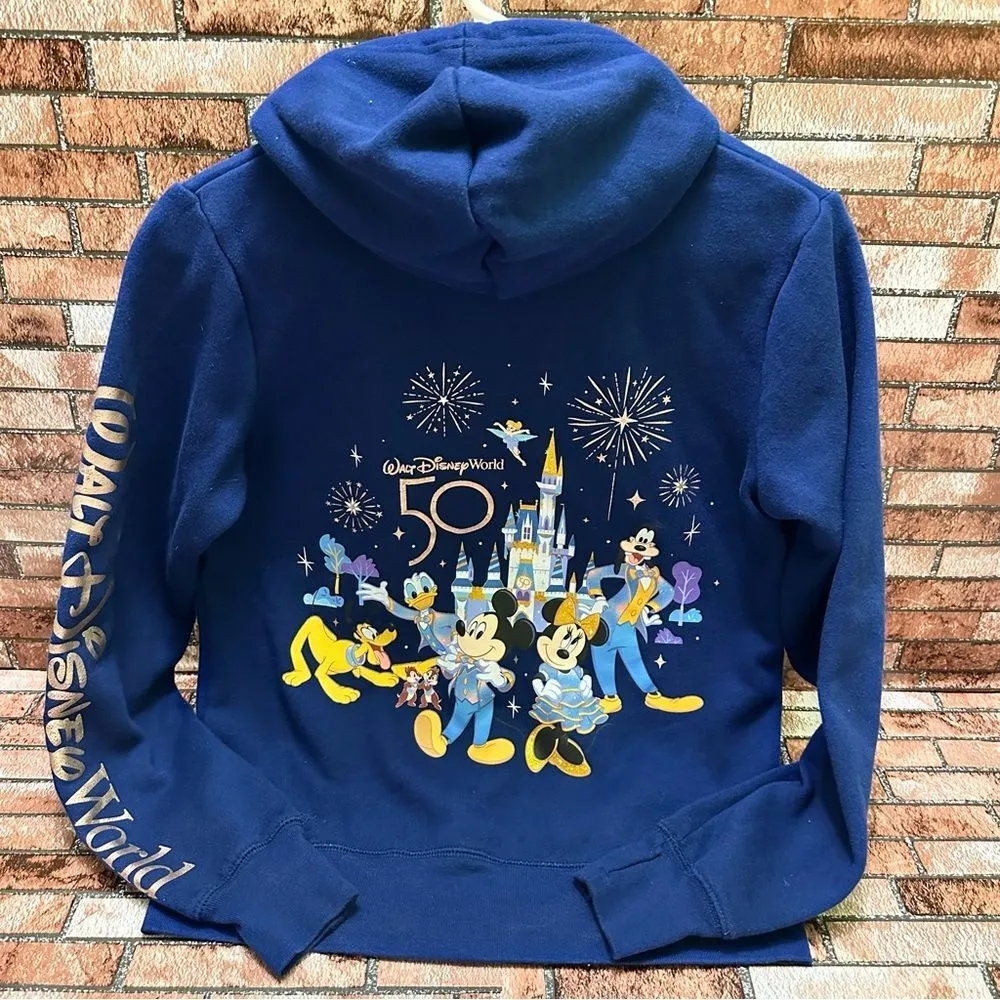 Walt Disney World 50 Anniversary Mickey & Friends Hoodie Jacket S - Image 12