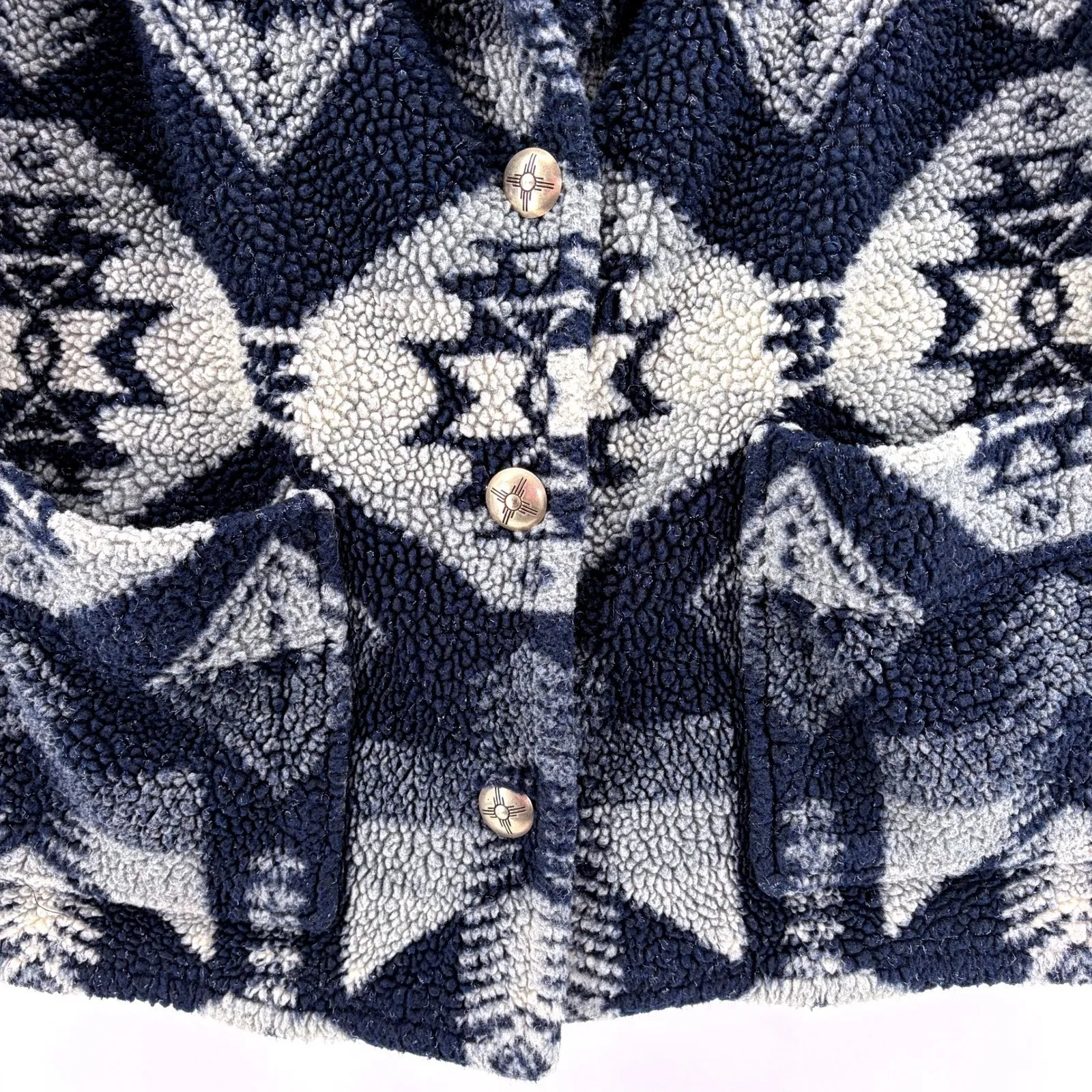 Vtg Lauren Ralph Lauren Navajo Aztec Fleece Jacket Womens Small Petite Southwest - Image 5