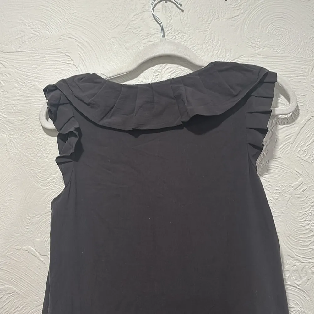Robert Rodriguez Black Silk Ruffle Tiered Scoop Neck Sleeveless Mini Dress Sz 4 - Image 9