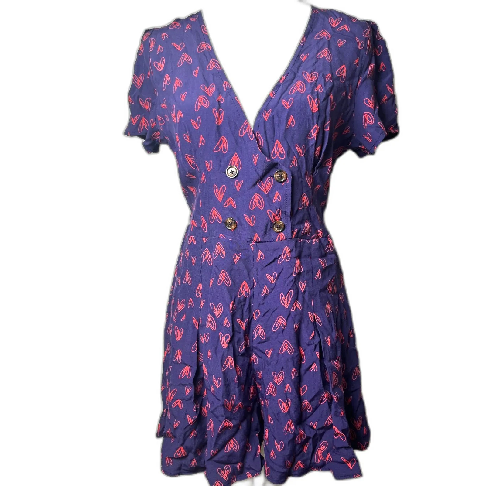 Urban Outfitters UO Juliette Heart Printed Short Sleeve Romper Size Large NWOT - Image 5