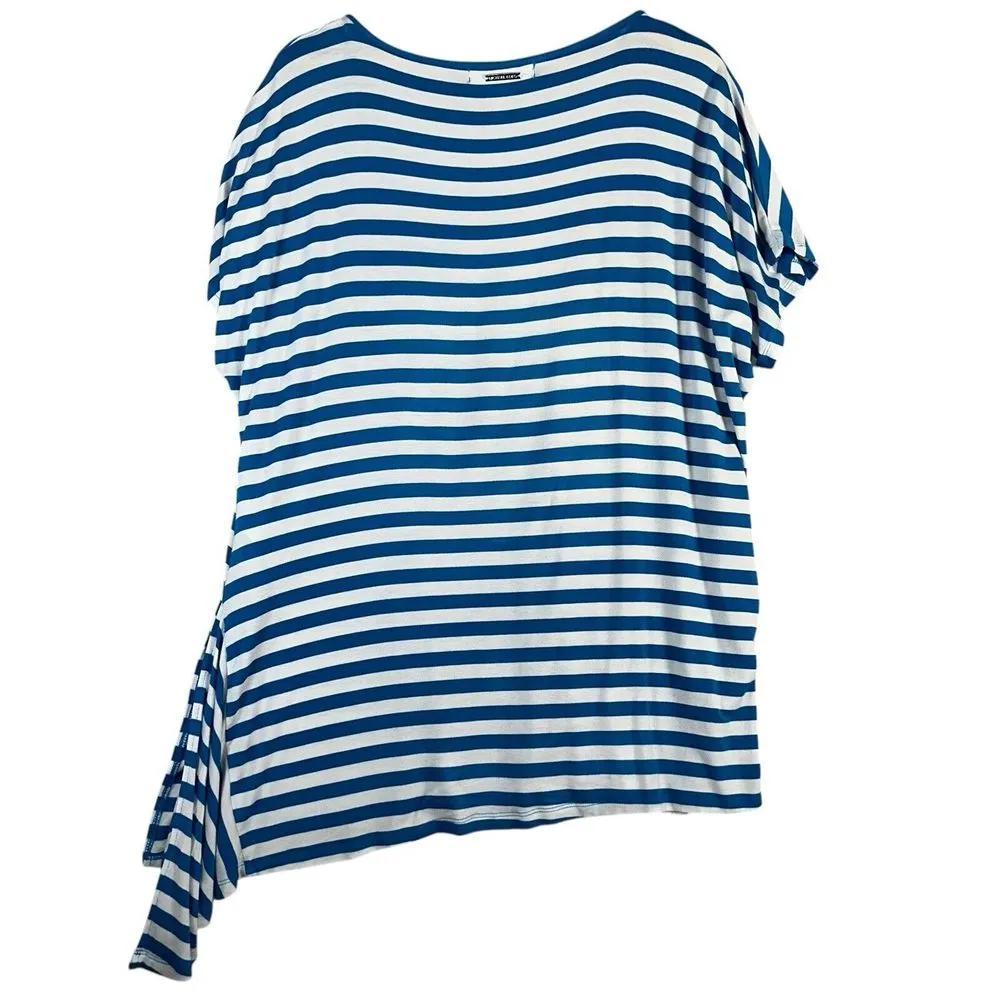 Michael Kors Womens Blue White Striped Nautical‎ Y2K Style Knot Top Sz L - Image 2