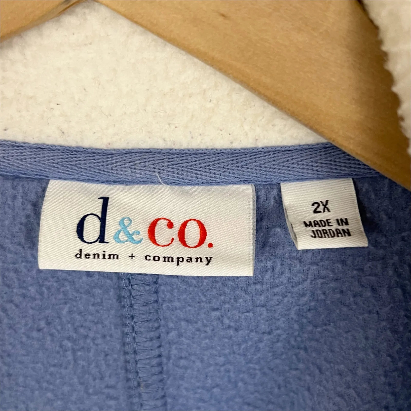 D&Co Blue Fleece Button Front Jacket with White Sherpa Collar Size 2X - Image 6