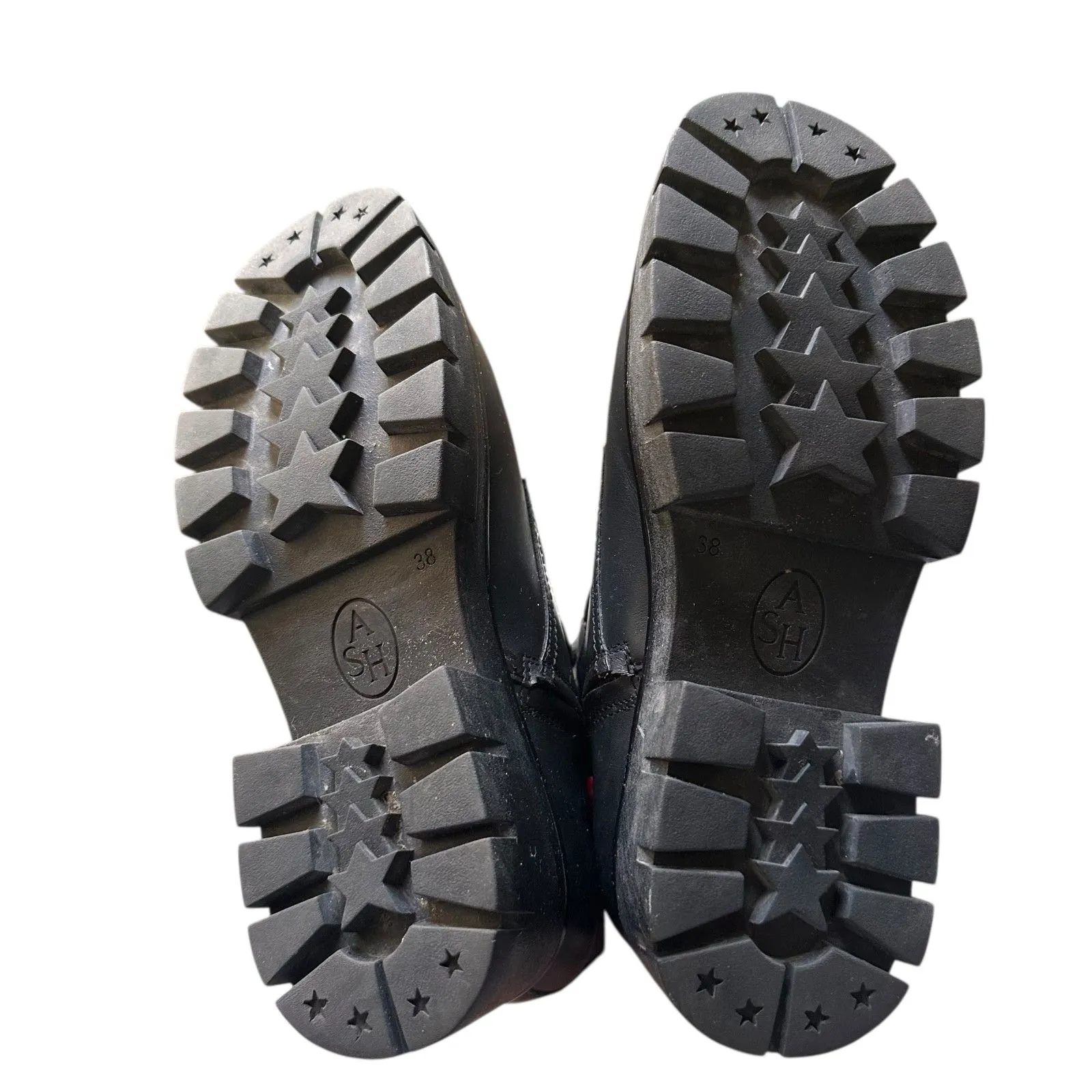 ASH‎ Lynne Leopard Print Black Leather Combat Boots w Box 38 - Image 6