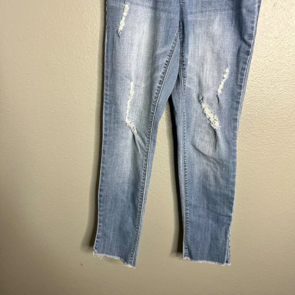 1822 Denim Maternity Skinny Jeans Light Wash Distressed Faded Pull On Sz 6 / 28‎ - Image 4