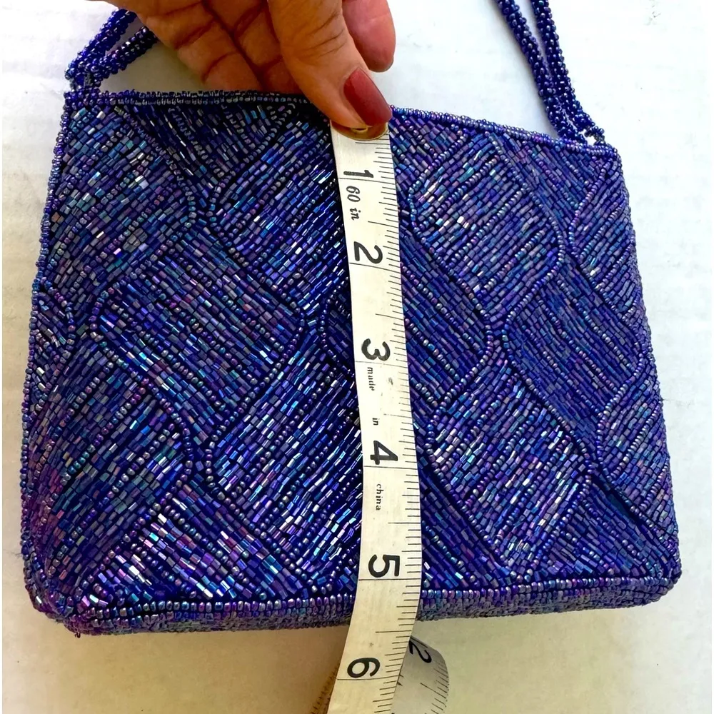 Purple Beaded Evening Bag - Image 11