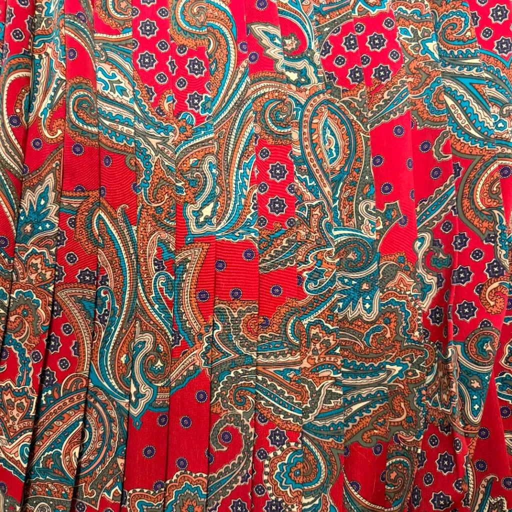 Alfred Dunner Vintage Paisley Pleated Midi Skirt Red Teal Plus Size L XL - Image 7