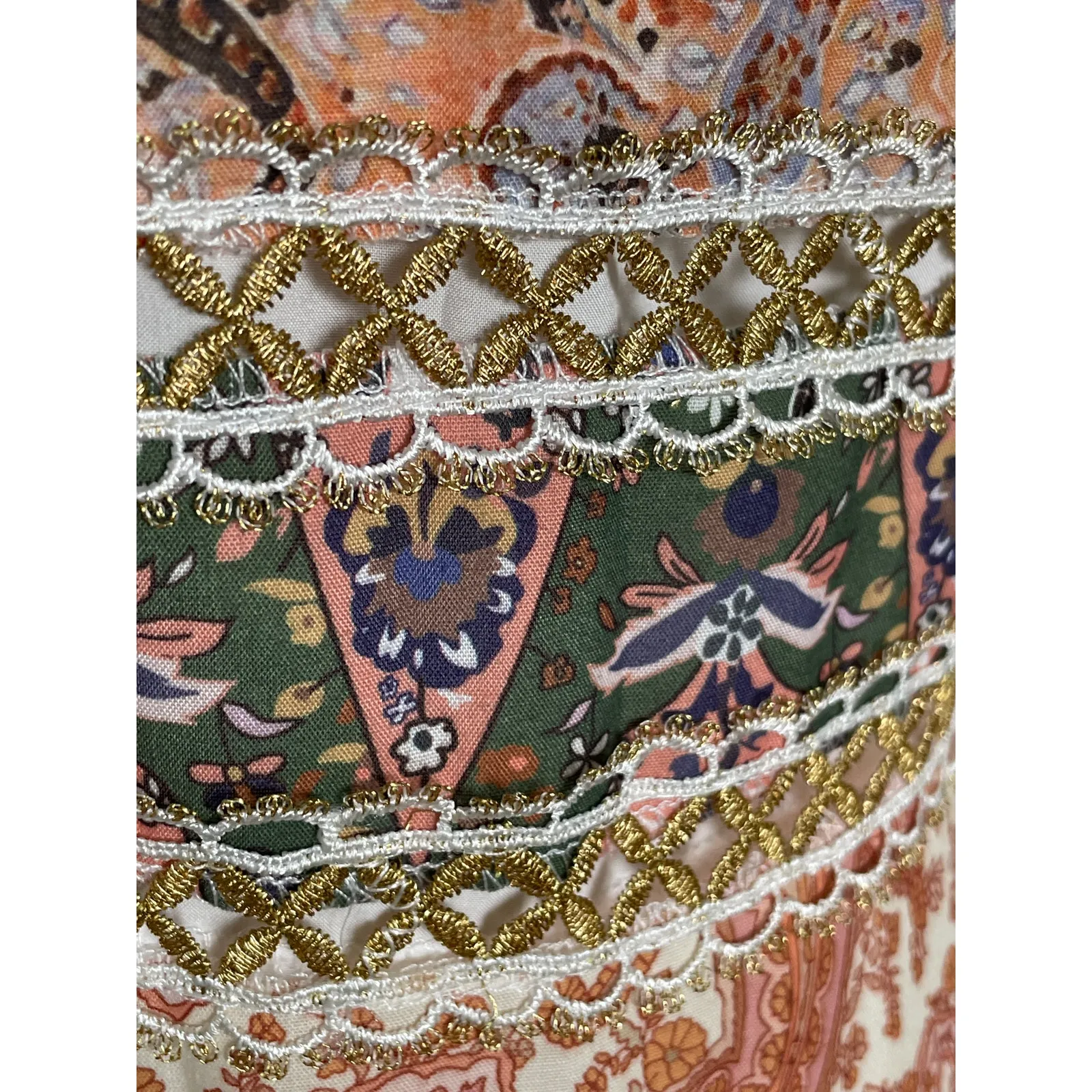 Beulah Mini Dress Striped Paisley Patchwork Small - Image 7