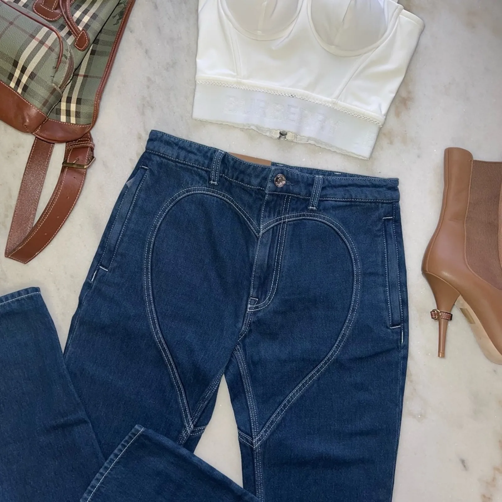 Burberry Heart-Stitch Motif Denim Skinny Jeans in Dark Wash - Image 7