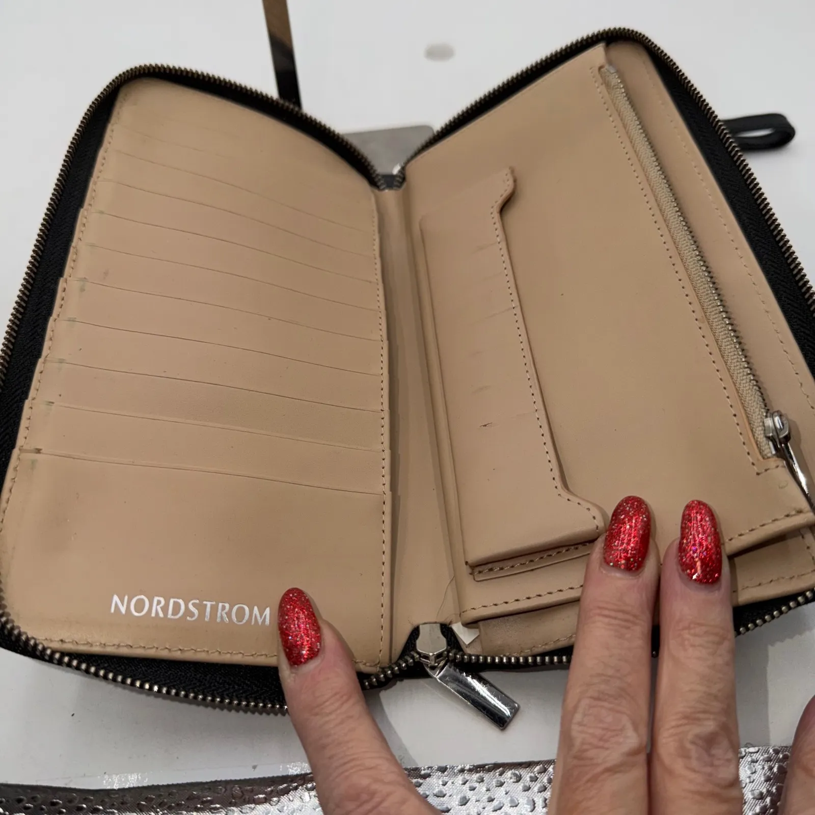 Nordstrom Black Saffiano Leather Zip Around Wallet Wristlet  - Image 4