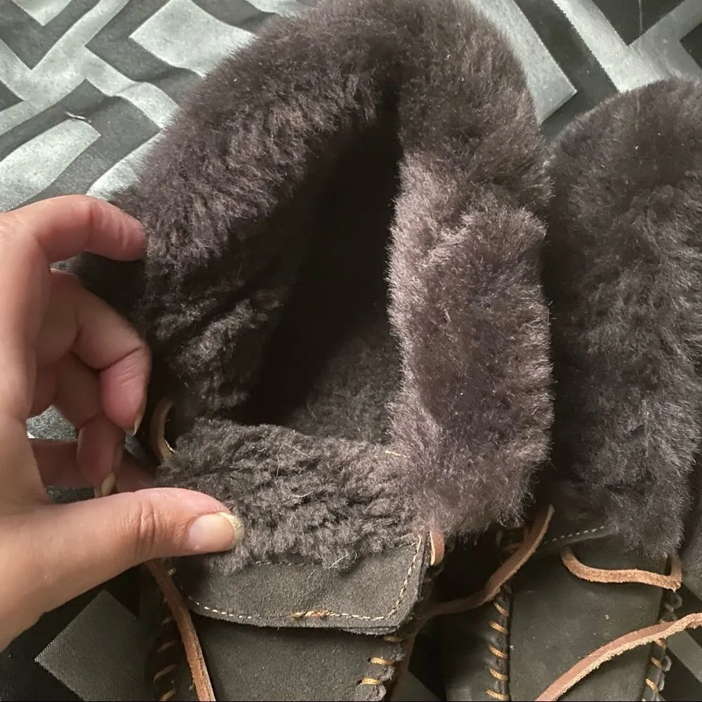 EMU Brown loafer style booties, Women's Moccasin Slippers Micro Suede Warm Faux Brown Size 7 - Image 4