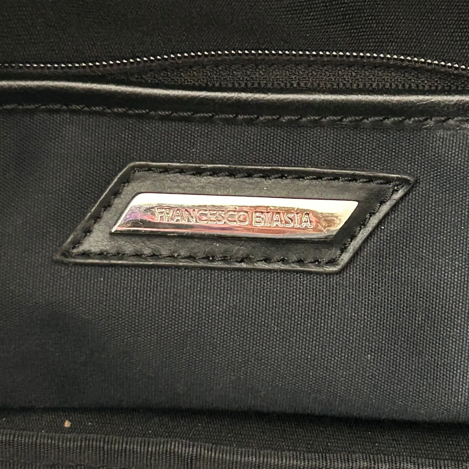 Francesco Biasia Black Woven Leather Studded Satchel Bag Silver Hardware - Image 10