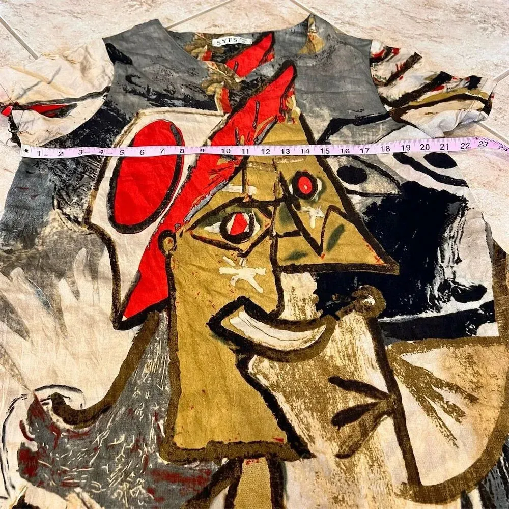 SYFS THC Women's XL Abstract Art Short Sleeve Dress Multicolor Casual - Image 3