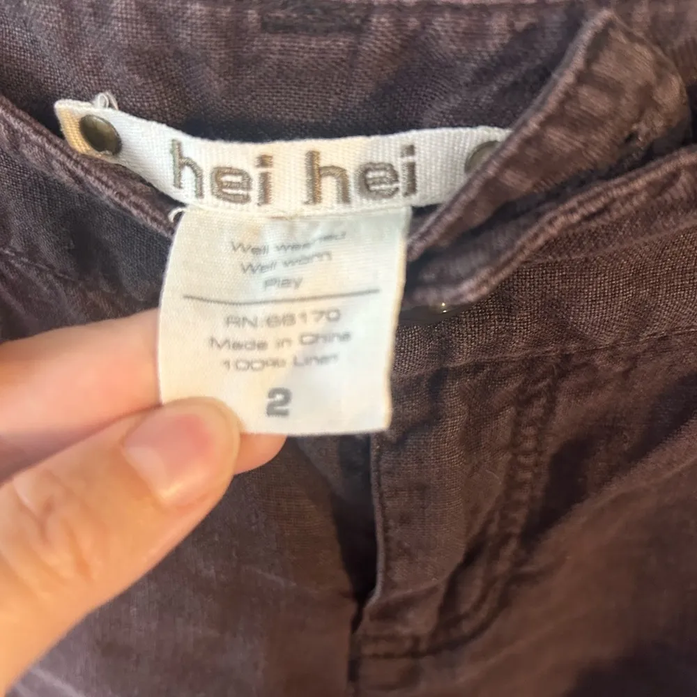 Anthropologie Hei Hei Brown Linen Cargo Shorts | Women’s Size 2 - Image 4