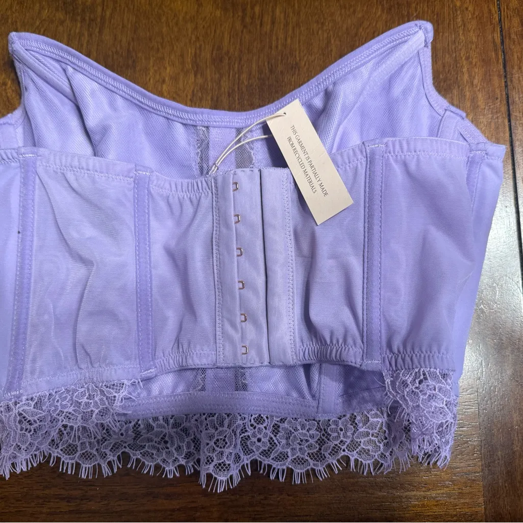NWT Victoria's Secret DREAM ANGELS Floral Embroidery Purple Strapless Corset Top - Image 5