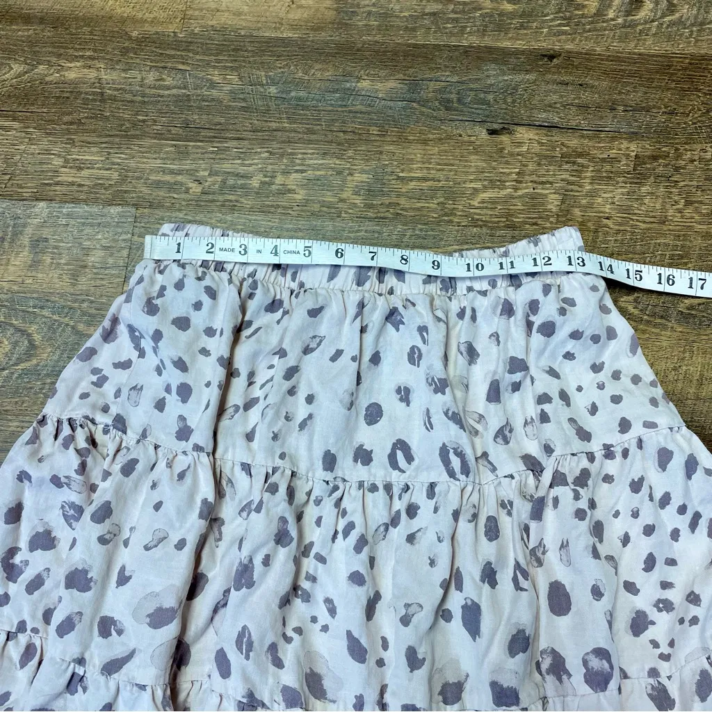 Cloth & Stone Skirt Blush Leopard Print Tiered Elastic Waist Large Anthropologie - Image 2