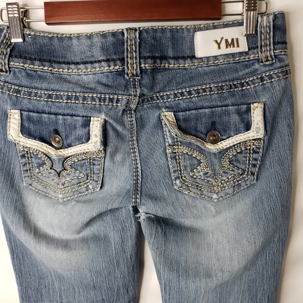 YMI Boot Cut 7 30x31 Destroyed Rivet Flap Pocket Jeans - Image 15