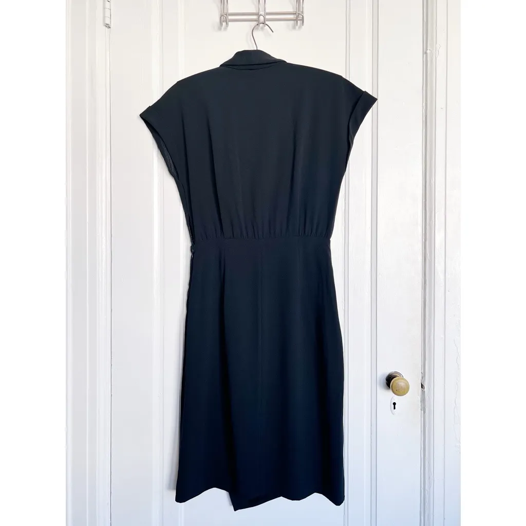 MM Lafleur • Tory 3.0 Dress black faux wrap cap sleeve pencil midi classic lbd - Image 9