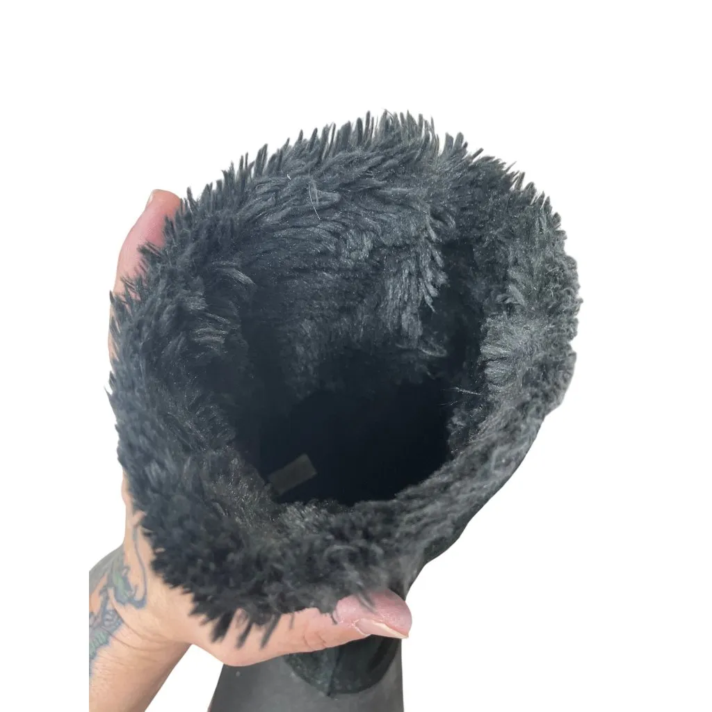 Crocs Faux Leather Fur Lined  Womans Black Mid Calf Winter boots Sz 8 SKU 9568 - Image 6