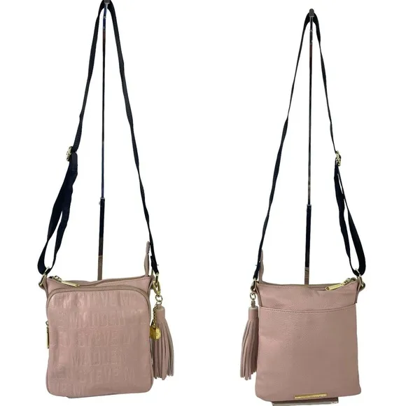 Steve Madden Bglamm Logo Embossed Blush Pink Crossbody Shoulder Bag tassel - Image 2