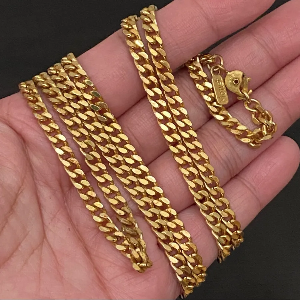 Vintage MONET Gold Plated Miami Cuban Link Vermeil 36-inch Long Necklace - Image 7