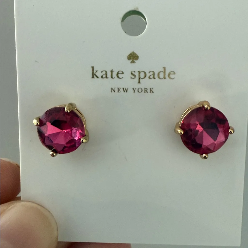 Kate Spade Fuchsia Crystal Stud Earrings - Image 3