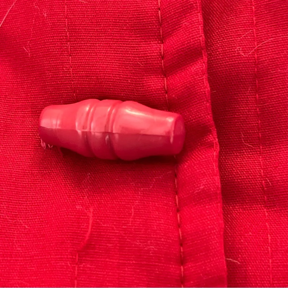 Vintage 90s Y2K Quilted Mandarin Collar Jacket Toggle Button Slit Cuff Red M Size M - Image 7