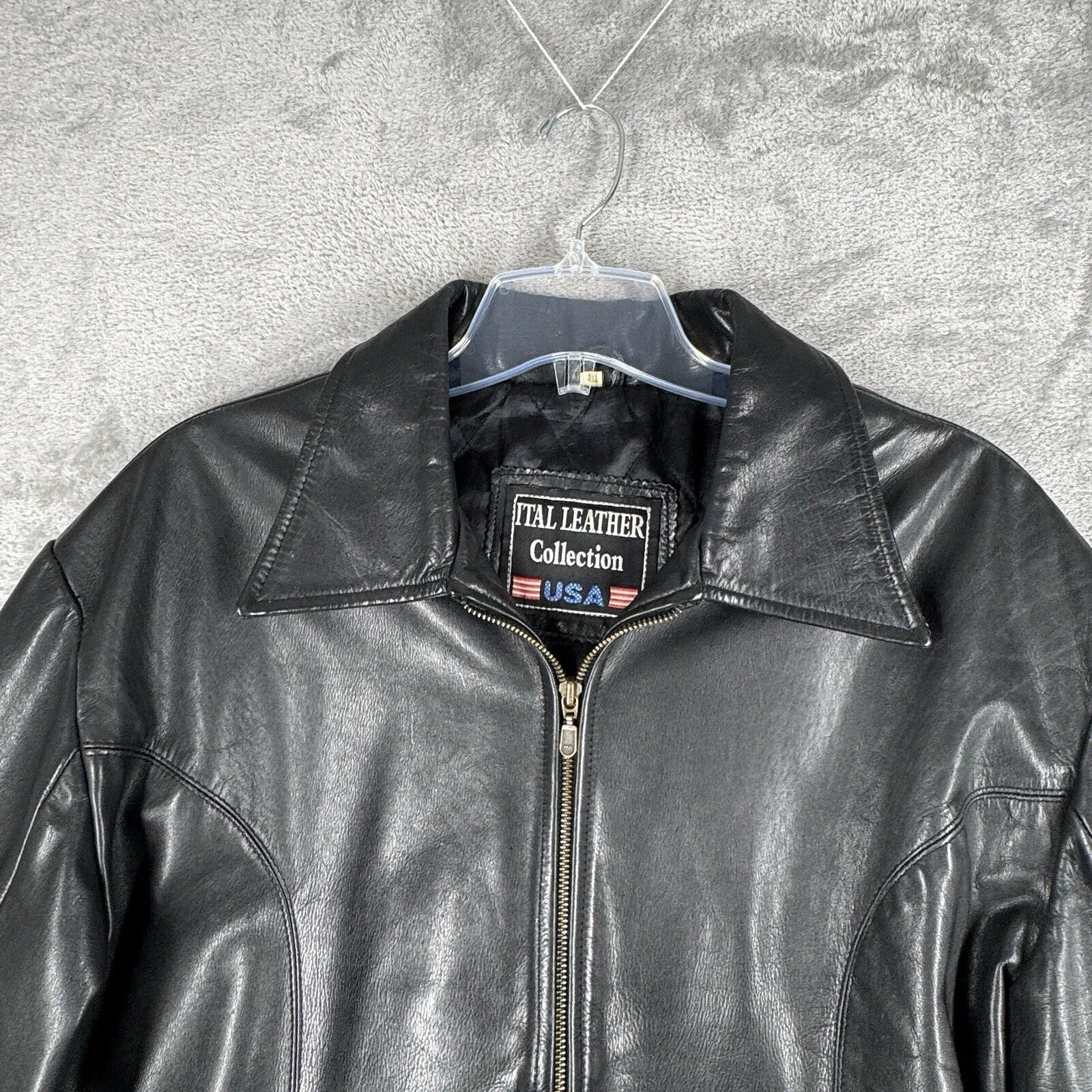 Ital Leather Collection‎ USA Jacket Womens 2XL Black Leather Bomber Edgy Rocker Size 2X - Image 5