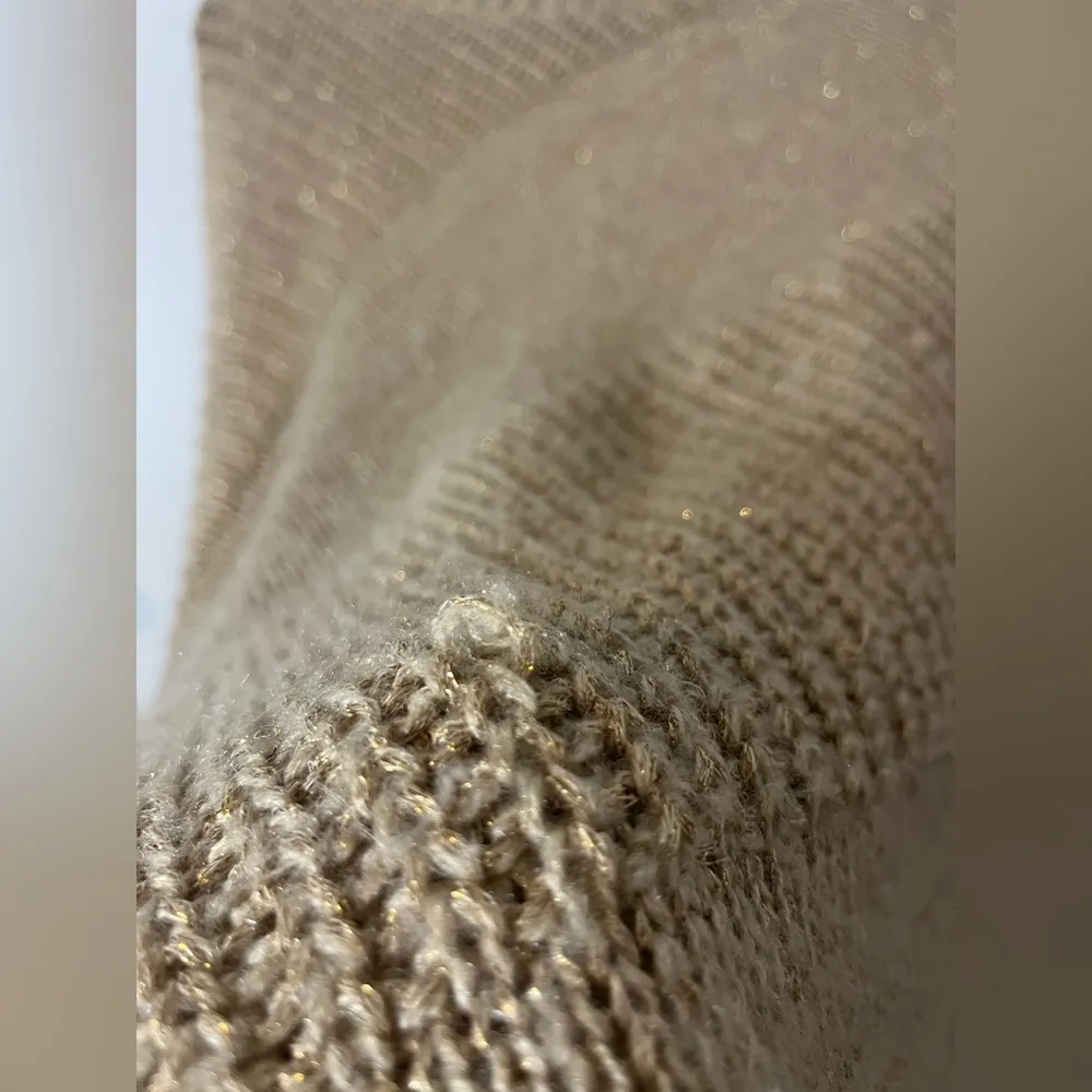 Papaya’s Relaxed Knitted Metallic Mesh Scoop Neck Oversize Batwing Sweater Sz M - Image 12