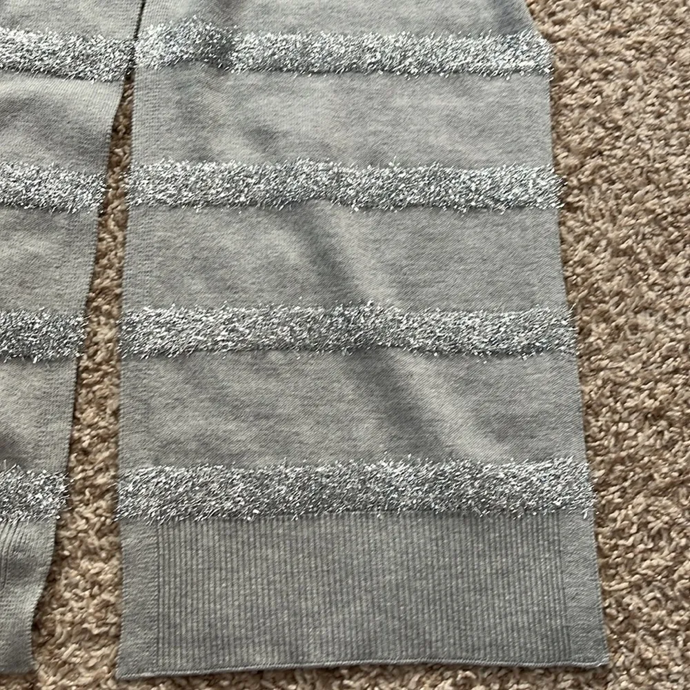 Talbots Gray Silver Tinsel Stripe Warm Winter Scarf w/ Ribbing - Image 2